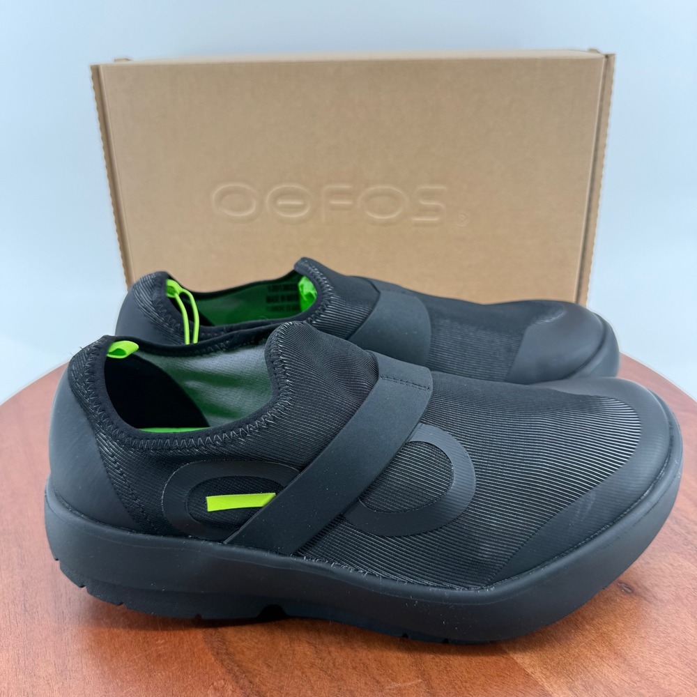 OOFOS OOmg Low Fibre Black Gray Recovery Slip On Shoes 5081 Men 9